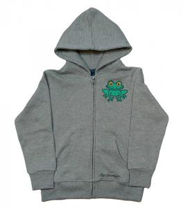 Bo Bendixen Kids Sweatjacke m. Kapuze Frosche grau melange