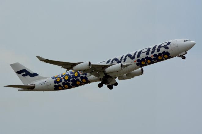 Finnair Airbus A340-300 OH-LQD Marimekko Unikko NRT