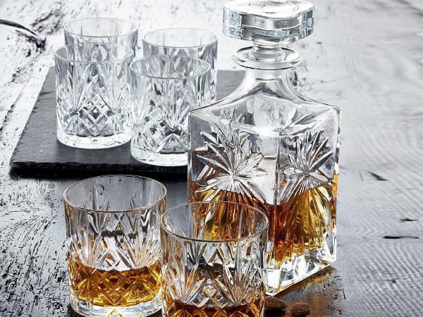 Lyngby Glas Kristall Melodia Whisky 31 cl 6 Stk. & Karaffe