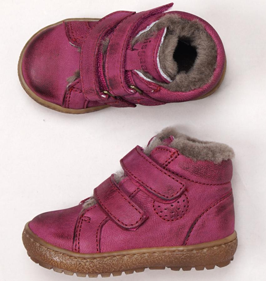 Bisgaard Mädchen Kindersneaker mit Fell Klettverschluß pink