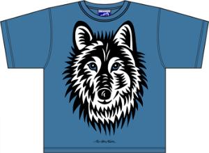 Bo-Bendixen-Kids-T-Shirt-blau-Wolf