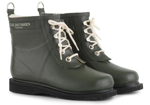 Ilse Jacobsen Damen Gummistiefel low mit Schnueren RUB2 army