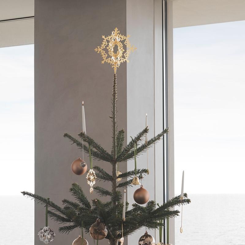 Georg Jensen Weihnachten 2020 Stern zum Haengen Baumspitze Hoehe 25,8 cm Eisblume gold skandinavischer-weihnachtsbaum-schmuecken