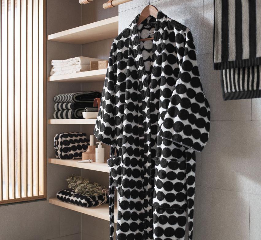 Marimekko Räsymatto Unisex Bademantel schwarz, weiß