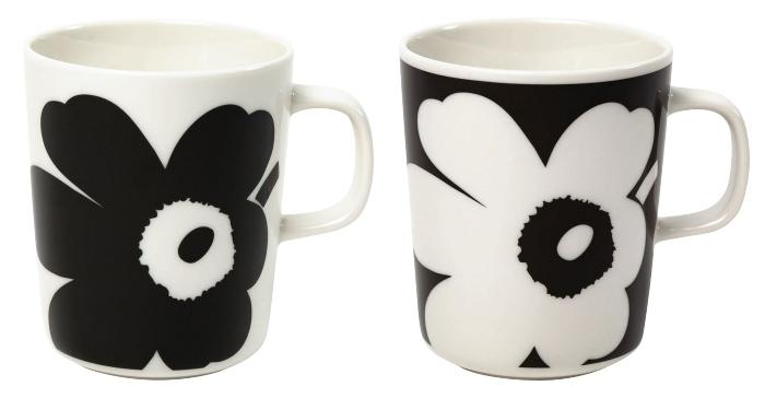 Marimekko-Unikko-Juhla-Oiva-Becher-0-25-l-2-Stk-schwarz-cremeweiss-70-Jahre-Marimekko