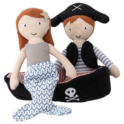 Bloomingville Kate die Seejungfrau und Jonah der Pirat mit Boot Kuschelspielzeug