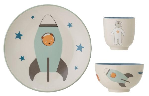 Bloomingville Kindergeschirrset 3 tlg Astronaut