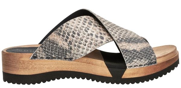 Sanita Damen Pantolette mit Flex Sohle Holz DNA Comfort Schlangenhautmuster Saskia