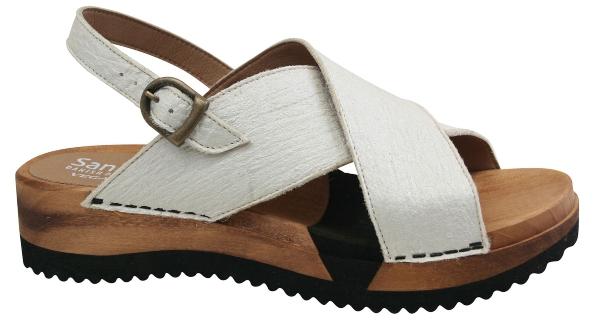 Sanita Damen Sandale Holz mit Flex Sohle Holz vegan weiss