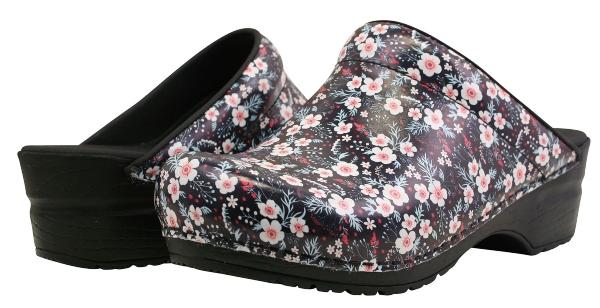 Sanita Damen Clogs PU offen schwarz, mehrfarbig Isalena