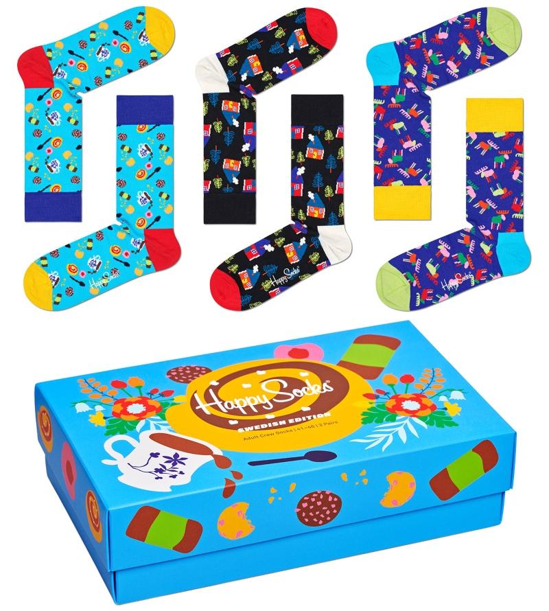 Happy Socks Unisex Struempfe Swedish Edition Geschenkbox 3 Stk