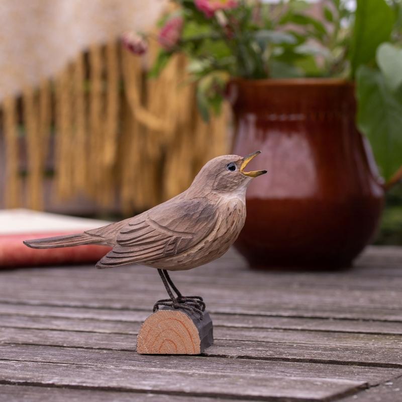 Wildlife Garden DecoBird Sprosser handgeschnitzt lebendiger-garten