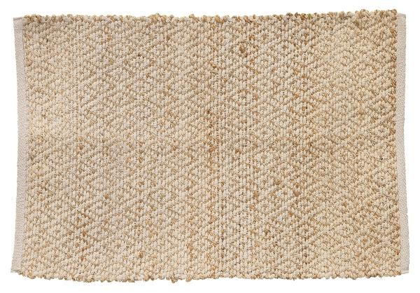 Villa Collection Teppichlaeufer mit Rautenoptik Natur Jute Baumwolle 60x90 cm skandinavische-teppiche