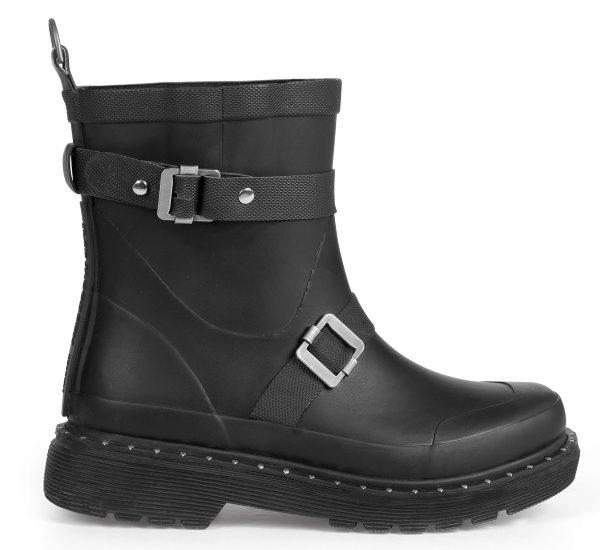 Ilse Jacobsen Damen Gummistiefel Halbschaft mit Schnalle RUB320M schwarz mode-aus-daenemark