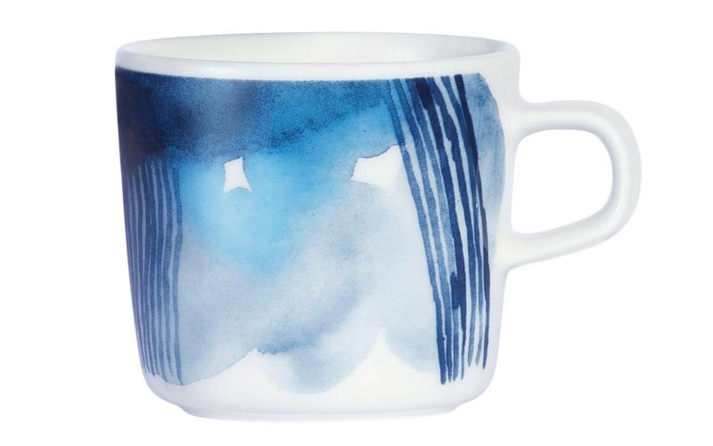 Marimekko-Saeaepaeivaekirja-Oiva-Tasse-0-2-l-blau-cremeweiss Designer Kaffeetassen