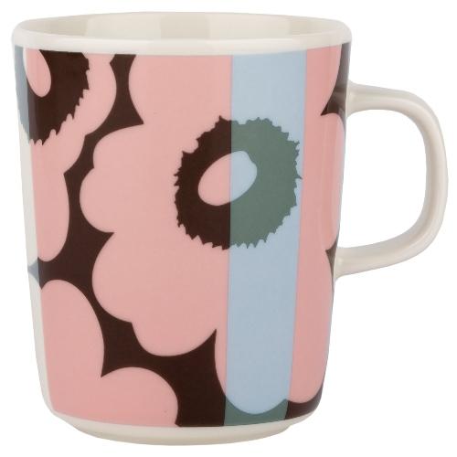 Marimekko-Unikko-Ralli-Rallye-Oiva-Becher-0-25-l-cremeweiss-pfirsich-blau