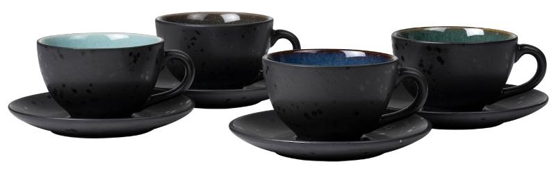 Bitz Steingut Tasse 0,24 l 2 tlg 4 Stk. schwarz, blau, gruen