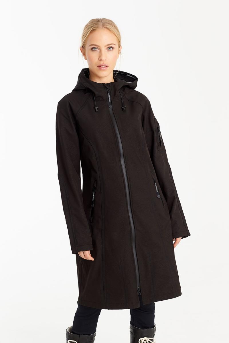 Ilse Jacobsen Damen Regenmantel lang Soft Shell RAIN37L schwarz