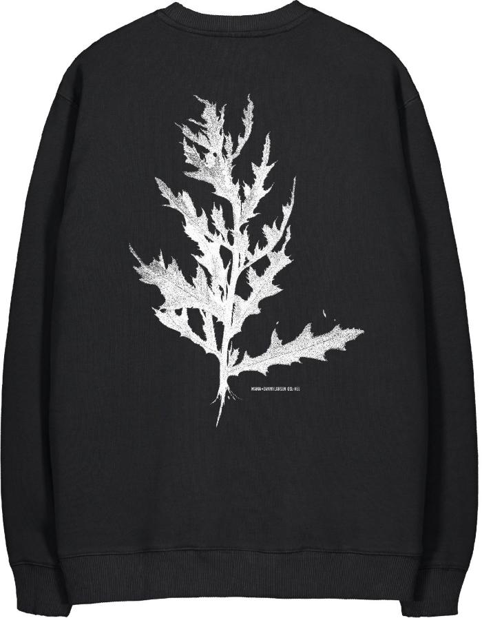 Makia Clothing x Danny Larsen Herren Fleece Sweatshirt mit Blattprint schwarz weiss Flora