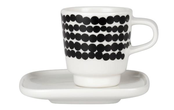 Marimekko Raesymatto Oiva Tasse 0,05 l 2 tlg schwarz, cremeweiss