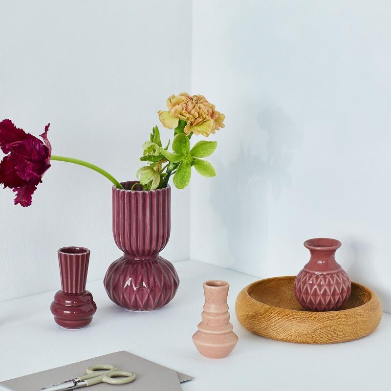 Dottir Nordic Design Samsurium Minibell Miniaturvase 3er Set rot, rosa, marone Minivasen Sets