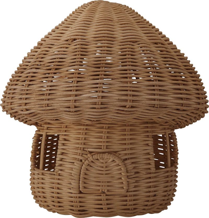 Bloomingville Dodi Puppenhaus mit abnehmbarem Dach Rattan Hoehe 25 cm 23 cm natur