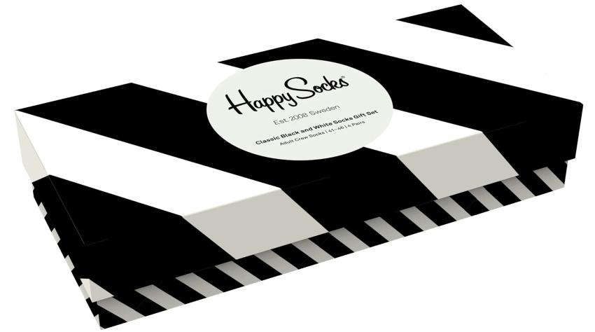 Happy Socks Unisex Strümpfe Classic Schwarz & Weiß Geschenkbox 4 Stk.