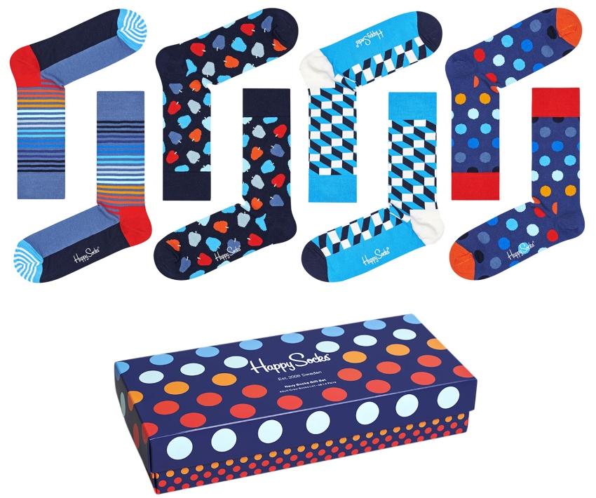 Happy Socks Unisex Navy Strümpfe Geschenkbox 4 Stk.