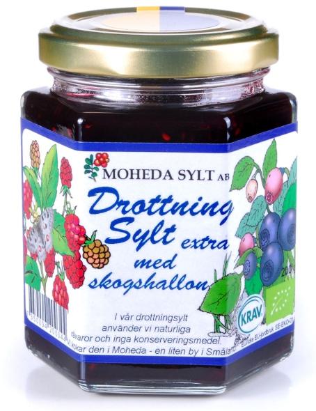 Moheda Bio Blaubeer Himbeer Konfituere Drottningsylt extra 200 g Schwedische Beeren