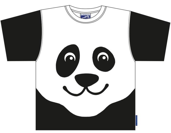 Bo Bendixen Unisex Kinder T-Shirt schwarz weiss Panda