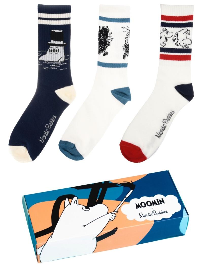 Nordicbuddies Herren Struempfe Groesse 40-45 Geschenkbox 3 Stk Mumin GB01-F skandinavische-modemarken