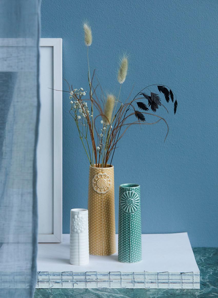 Dottir Nordic Design Pipanella Flock wilde Wiese Vase 3er Set weiß, grün, gelb