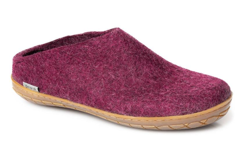 Glerups Modell B Unisex Filzpantoffel Kautschuksohle natur