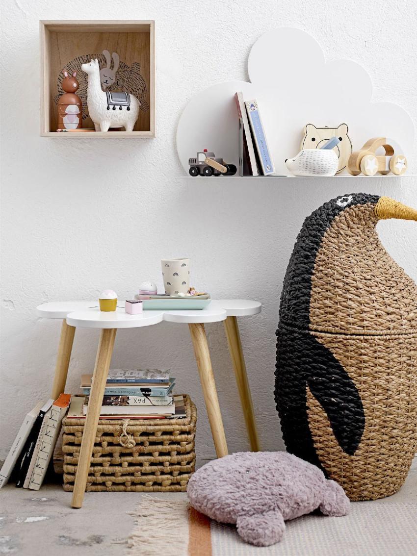 Bloomingville Aufbewahrungskorb Pinguin mit Deckel Höhe 69 cm schwarz, natur