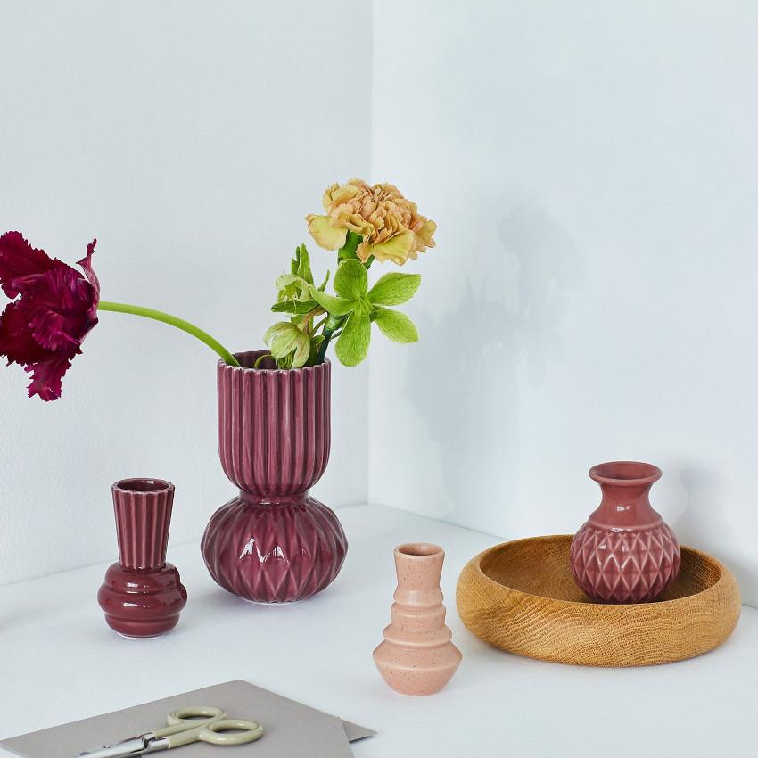 Dottir Nordic Design Samsurium Minibell Miniaturvase 3er Set rot, rosa, marone