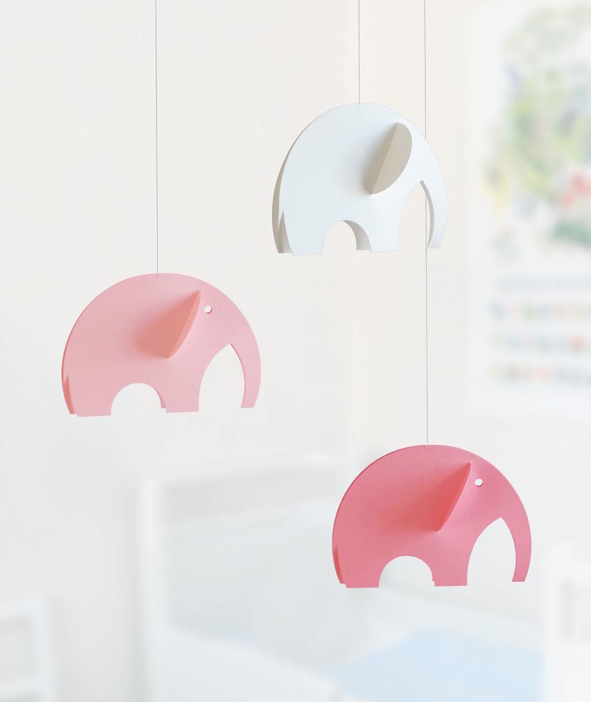 Flensted Mobiles Olephants pink, weiß