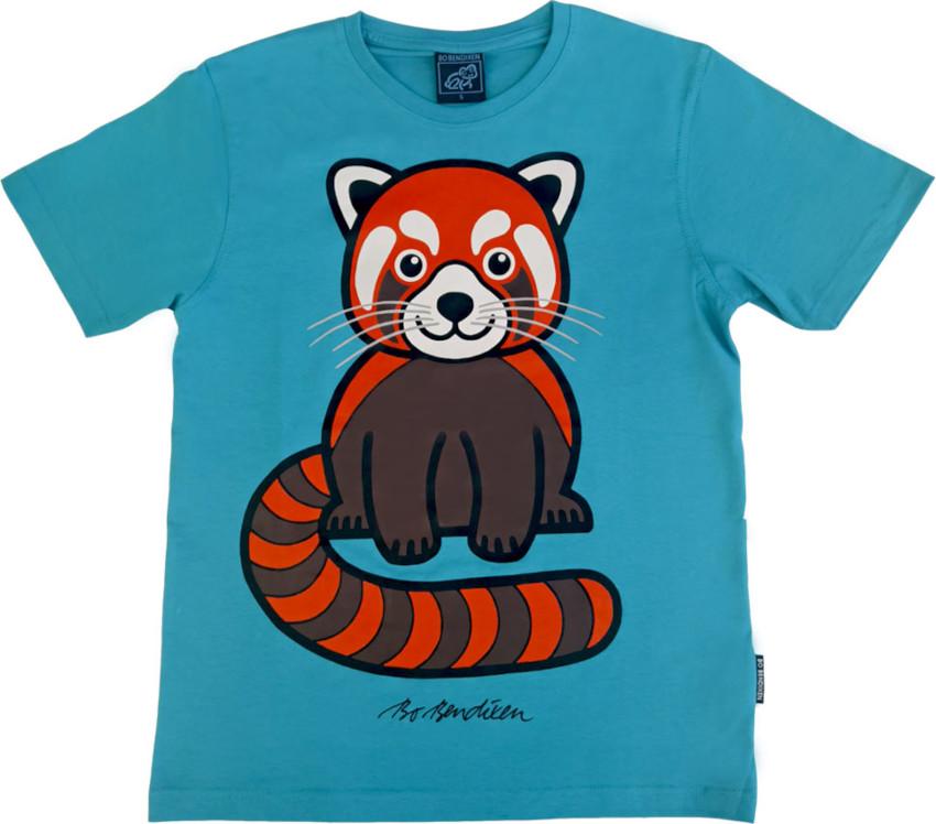 Bo Bendixen Unisex Kinder T-Shirt petrol Roter Panda