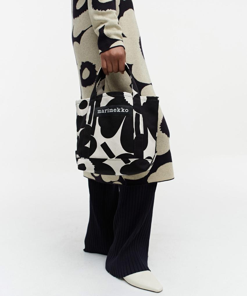Marimekko Unikko Seidi Handtasche 23x31x13 cm schwarz, cremeweiß