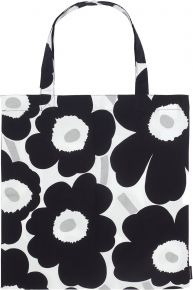 Marimekko Unikko Tragetasche (Öko-Tex) 33x32 cm weiß, platin, schwarz