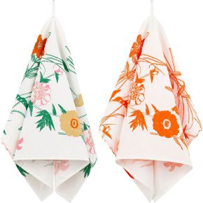 Marimekko Puutarhakutsut Geschirrtuch (Garteneinladung) 43x70 cm 2 Stk. weiß, grün, orange, beige
