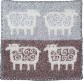 Klippan Schafe gestreift Wollsitzauflage 43x43 cm grau, beige (Öko-Tex)