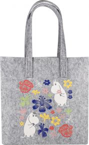 Muurla Mumins Blumen Tragetasche recyceltes PET 15x40x40 cm grau, blau, rot, gelb, rosa, grün, weiß