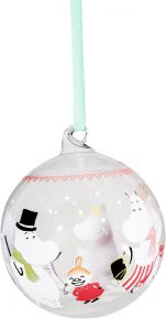 Muurla Mumin Festliche Stimmung  Christbaumkugel Vorder- & Rückseite dekoriert Ø 9 cm