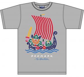 Bo Bendixen Unisex T-Shirt grau Wikingerschiff