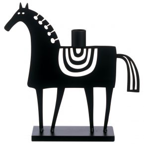 Bengt & Lotta Schwedisches Pferd Kerzenständer Höhe 23 cm schwarz
