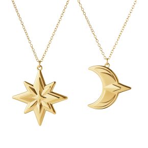 Georg Jensen Weihnachten 2024 Baumschmuck mit Kette Set 2 tlg. Stern & Mond gold