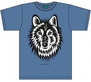 Bo Bendixen Unisex T-Shirt blaugrau Wolf
