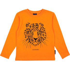 Bo Bendixen Kinder Unisex T-Shirt Langarm, orange, schwarz Tiger