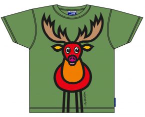 Bo Bendixen Unisex Kinder T-Shirt grün Hirsch