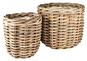 Villa Collection Pflanzenkorb Set 2 Stk. Rattan Höhe 42 cm Ø 38 cm / Höhe 47 cm Ø 52 cm